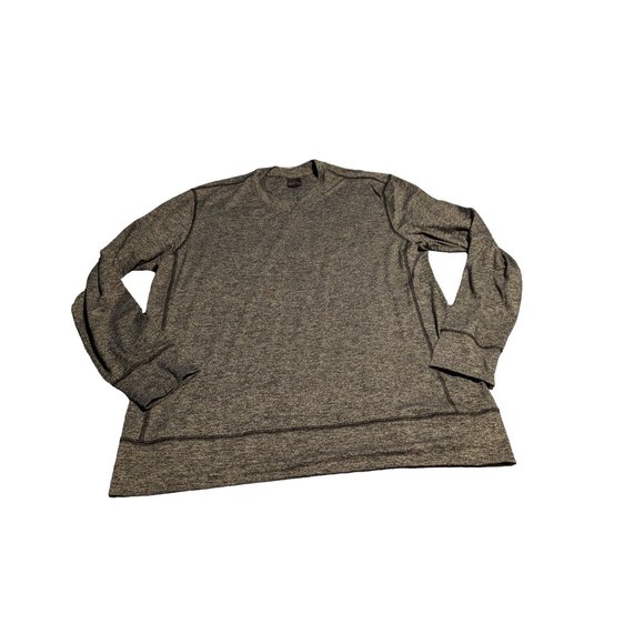 Dunning Golf Sz L Long Sleeve V-Neck Poly Stretch Logo Heathered Gray Black - Picture 1 of 7